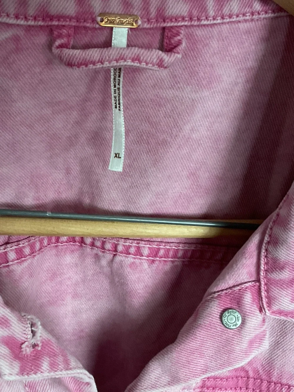 Free People Pink Washed Denim Jacket